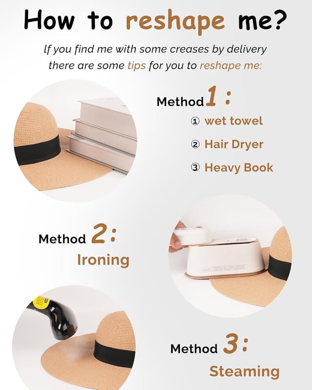 Detalle de FURTALK Women’s Sun Straw Hat (Wide Brim) with UPF 80+