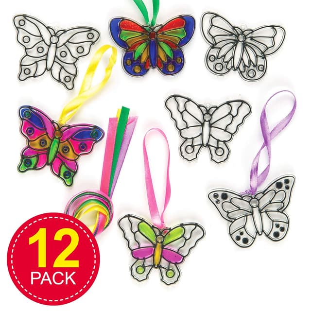 Detalle 2 de Baker Ross ET815 Butterfly Mini Suncatcher Decorations (Pack of 12) for Kids Arts & Crafts