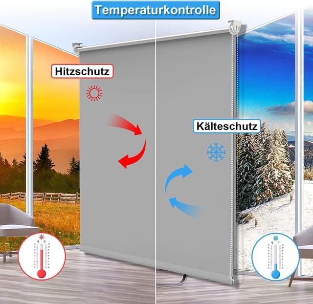 Detalle 2 de Verdunklungsrollo Klemmfix B40 x H170 cm hellgrau – Thermorollo ohne Bohren für Fenster innen