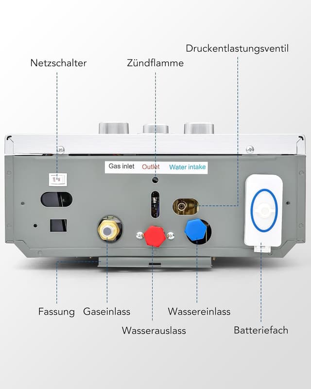 Thumbnail 6 de CO-Z LPG Gasdurchlauferhitzer 10L Warmwasserbereiter (27–60 °C, 17 kW)