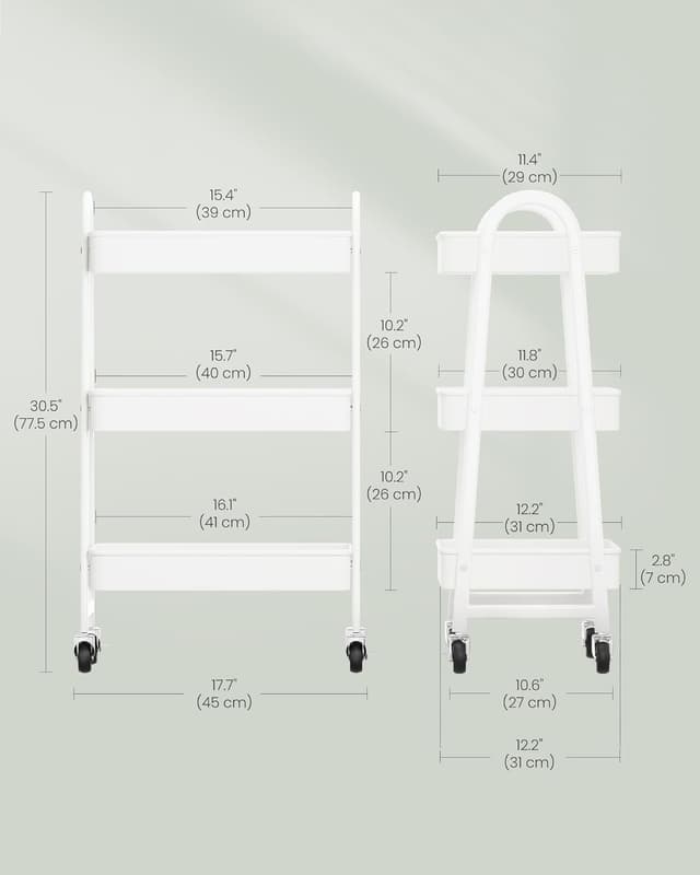 Thumbnail 5 de SONGMICS 3-Tier Rolling Cart 3-tier metal trolley 🛒