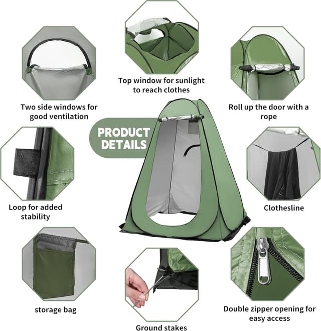 Thumbnail 3 de OUUTMEE Pop-up Duschzelt 150×150×190 cm ⛺