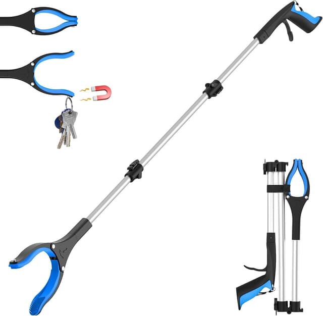 Detalle de 48" (122 cm) Long Litter Pickers – Extra Long Grabber Stick with 360° Rotating Head (Blue)