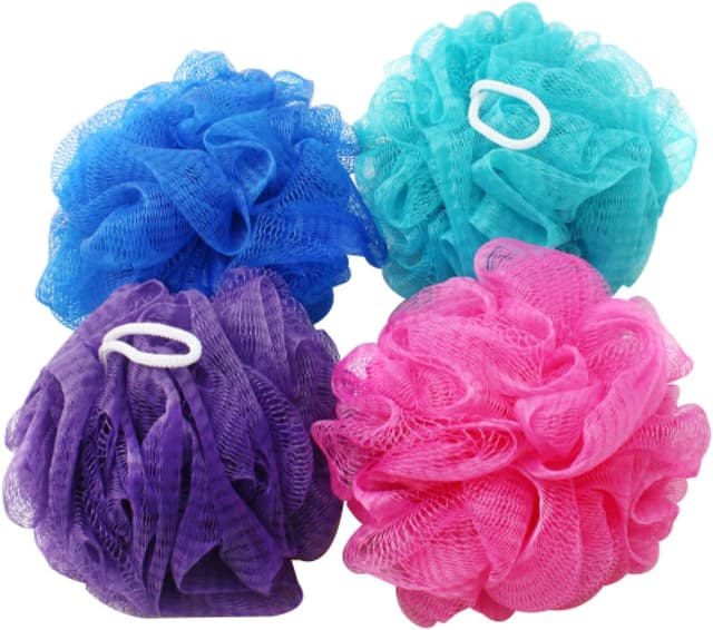 Detalle de com-four® lot de 4 éponges de douche en nylon (couleurs vives variables)