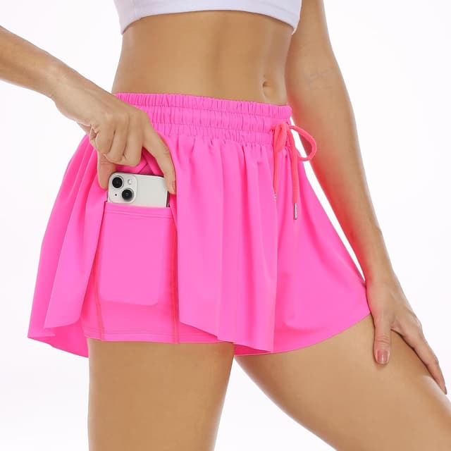 Detalle 2 de Wsirmet Flowy Butterfly 2-in-1 Athletic Workout Shorts for Women with Pockets