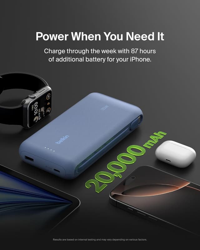 Detalle 2 de Belkin Portable Charger 20,000mAh PD 30W power bank