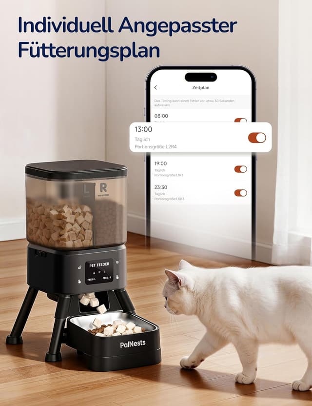 Detalle 2 de PalNests Futterautomat Katze 4L mit WLAN (2,4/5 GHz) & App-Steuerung