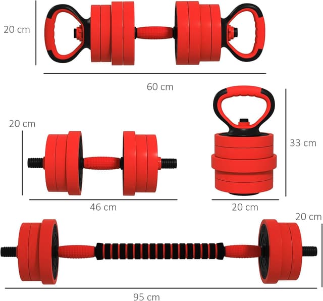 Thumbnail 6 de SPORTNOW kit haltères 4 en 1 20 kg