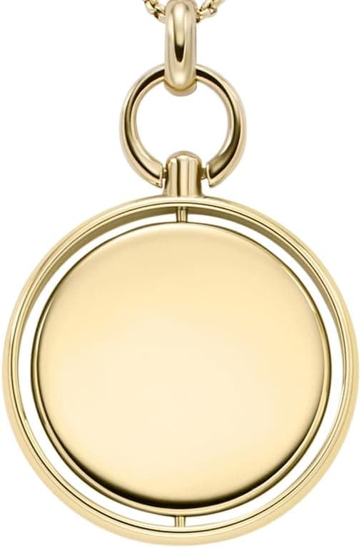 Detalle 1 de Fossil Heritage women’s gold tone stainless steel round pendant necklace with lobster clasp