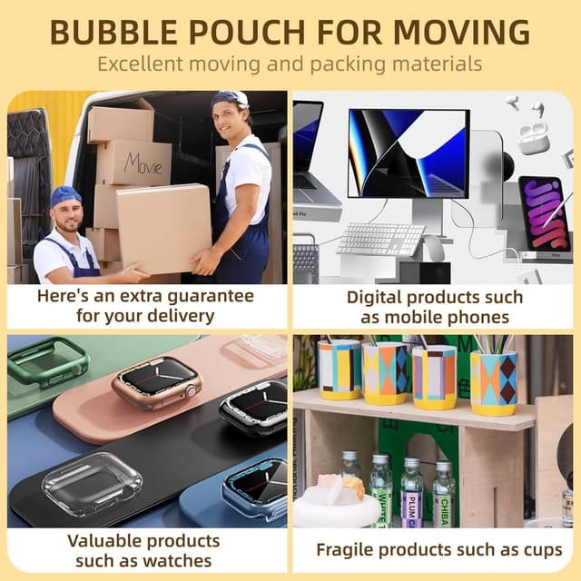 Detalle 2 de XHMAXE 50Pcs Bubble Bag 30cm x 35cm Double Wall Bubble Pouches for Shipping & Packing