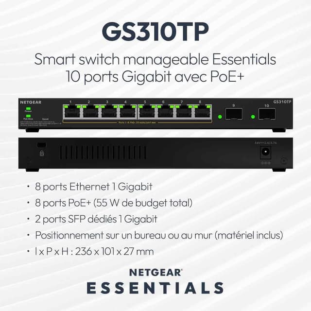 Thumbnail 1 de NETGEAR S350 Switch manageable PoE+ 10 ports