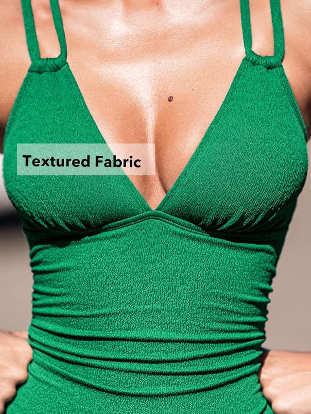 Detalle 2 de CUPSHE costume da bagno intero donna con scollo a V, controllo pancia e doppie cinghie regolabili