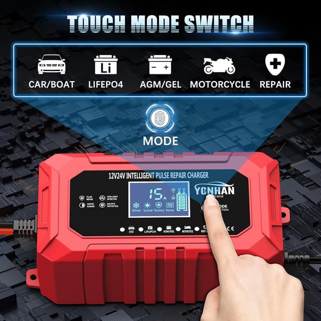 Detalle 2 de YONHAN 15A Battery Charger 12V/24V for Cars