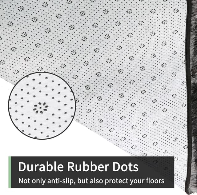 Thumbnail 6 de Sour Lemon Rugs Living Room 160x230cm Grey Shaggy Rug with Non-Slip Dots