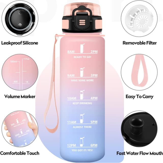 Thumbnail 1 de Botella Agua 500ml con Filtro y Marcador de Tiempo 🚰