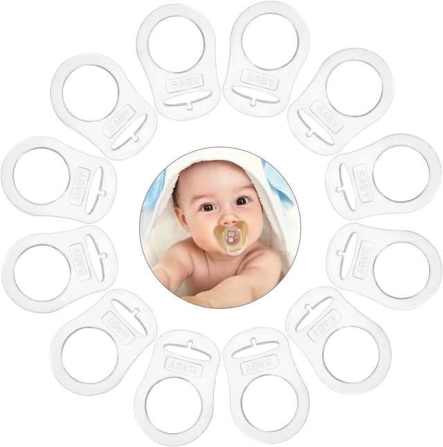Detalle de Vicloon 12 pcs silicone baby dummy adapter clips (transparent) for pacifiers