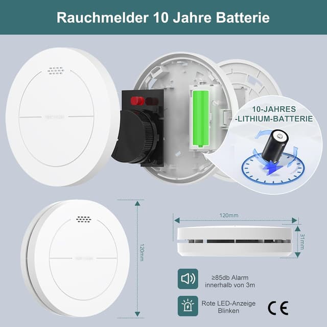 Thumbnail 4 de Safeliveo Rauchmelder 10 Jahre Batterie 5er Set
