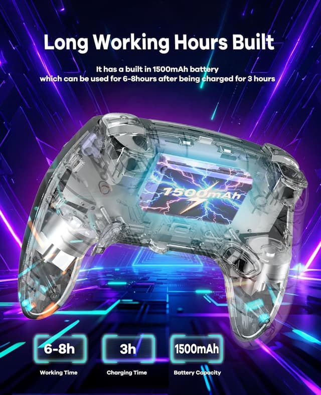 Detalle de QIVORO Wireless Controller with Hall Effect Joysticks (PS5/PC/Steam Deck/Mac/iOS/Android) and Turbo