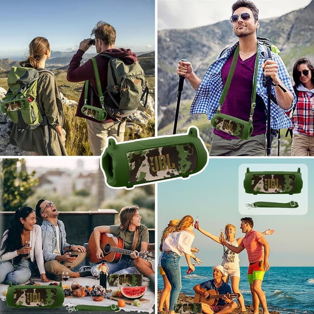 Thumbnail 6 de Khanka Silicone Protective Cover for JBL Flip 7 with Detachable Shoulder Strap (Army Green) — case only