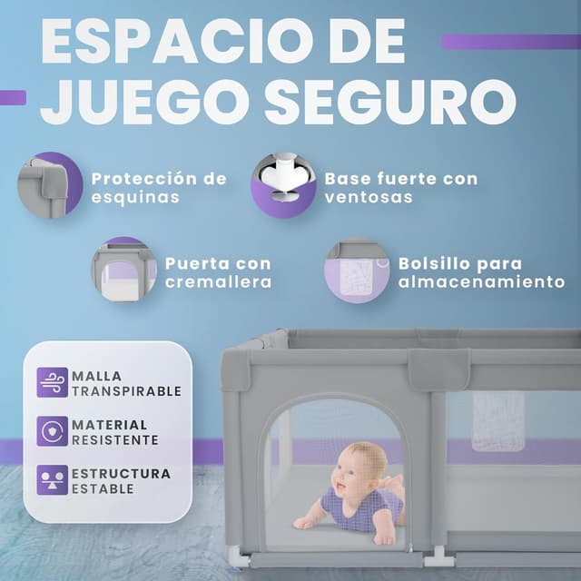 Thumbnail 2 de JUPPLIES Parque Infantil Bebe 120x120 Gris