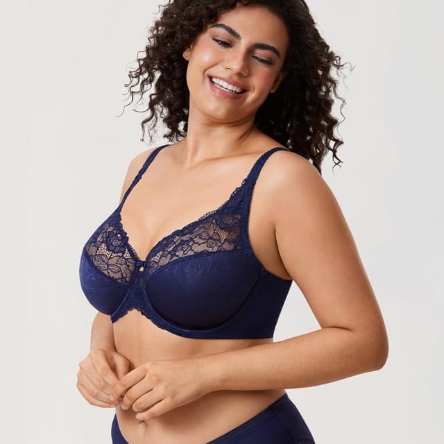 Detalle de DELiMIRA Femme soutien-gorge grande taille minimiseur à armatures et dentelle, bonnets DD et plus
