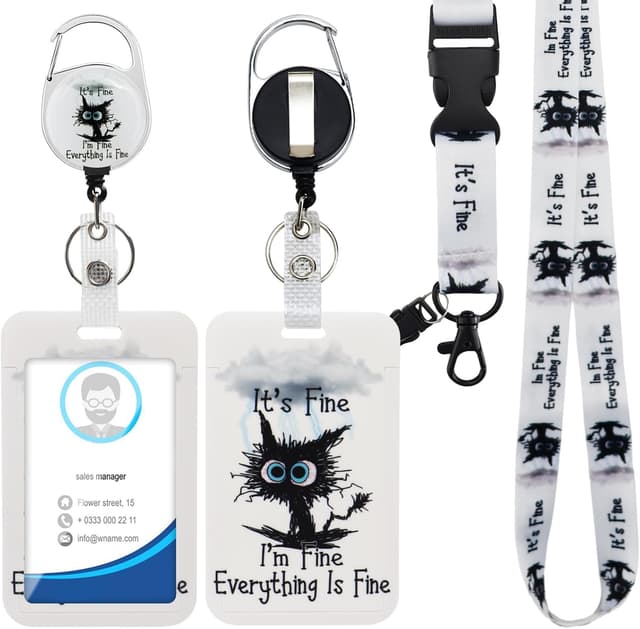 Detalle de ID Badge Holder with Detachable Lanyard & Retractable Badge Reel (with Cat Neck Lanyard)