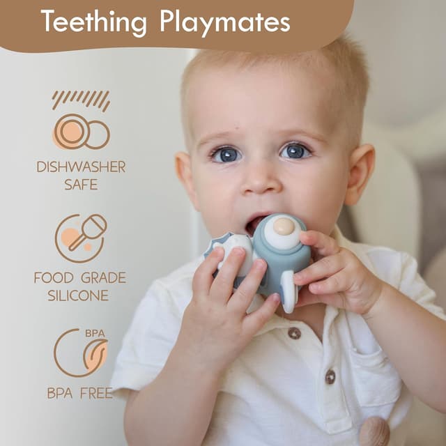 Detalle de Moonkie Bunny Baby Stacking Toys (7-Piece Silicone Rings) for Teething Relief