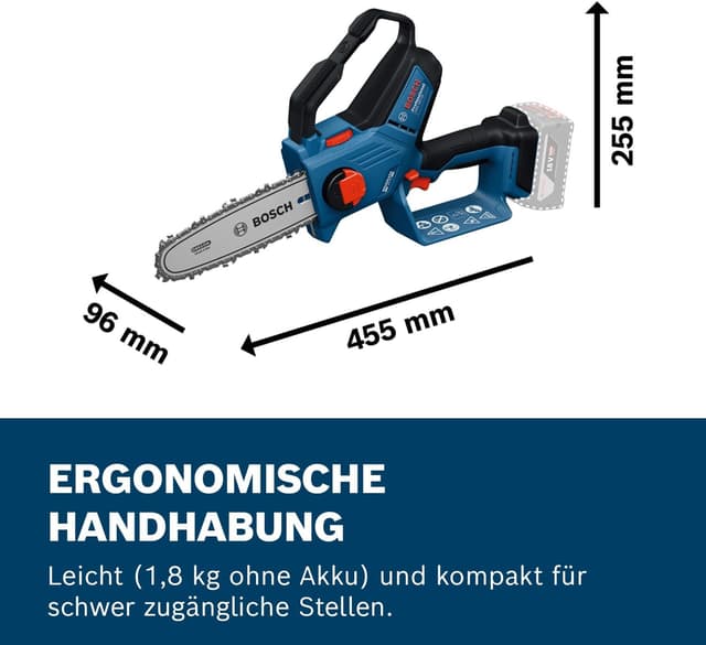 Detalle de Bosch Professional 18V System Astsäge GKE 18V-20 – bürstenlos, bis 18 cm schneiden, mit Schwertschutz (ohne Akku)