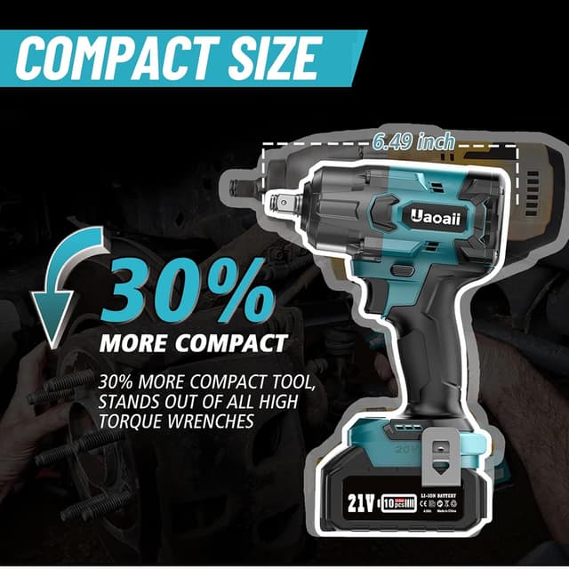 Detalle de Uaoaii 1000Nm Cordless Impact Wrench with 2x 4.0Ah Batteries ๐