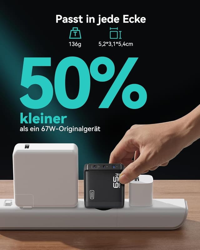Thumbnail 4 de INIU 65W USB C Ladegerät – 3‑in‑1 Schnellladegerät