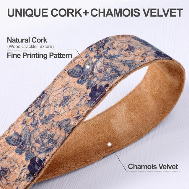 Detalle de Padwa Lifestyle 2" Breiter Cord & Samt & Kork Kameragurt – breiter Schultergurt mit Korkband