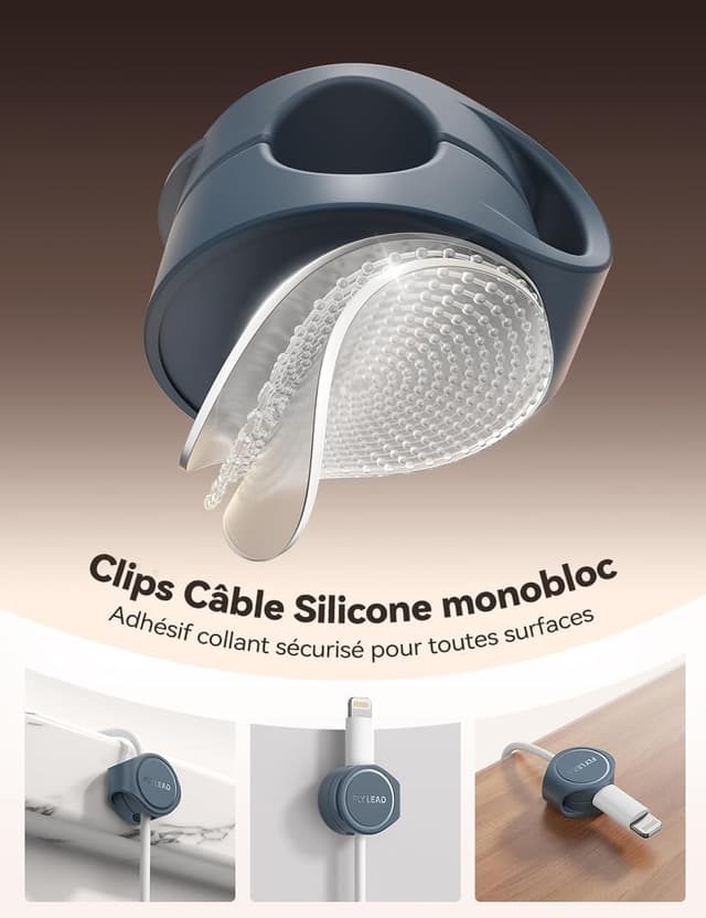 Detalle de FLYLEAD Clips câble en silicone 8 pièces