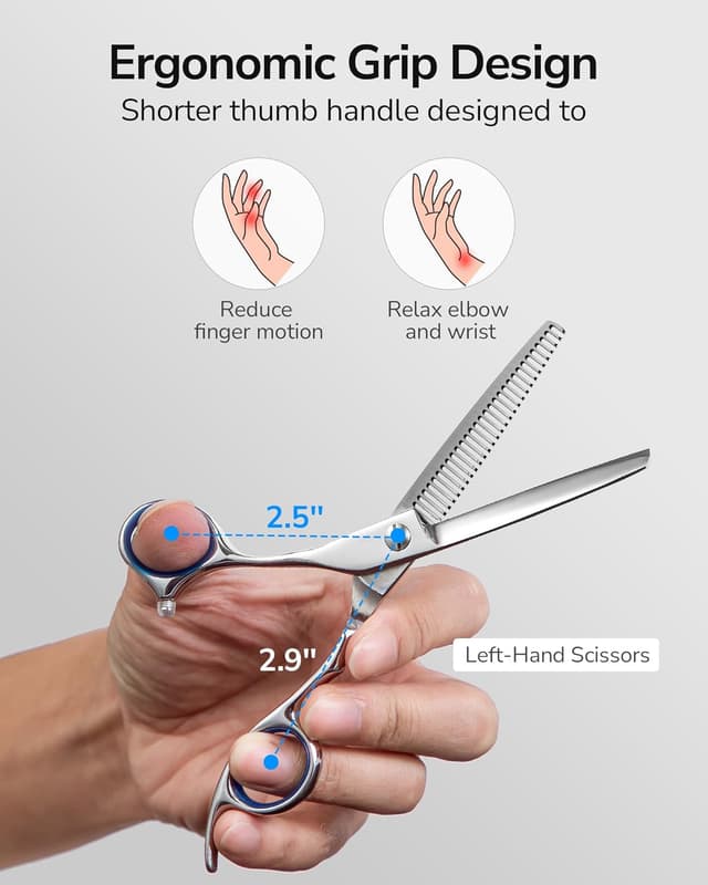 Detalle de ULG Linkshänder-Haarschneideschere (Ausdünnungsschere) – 16,5 cm, japanischer Edelstahl