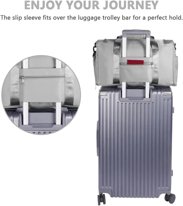 Thumbnail 6 de Flintronic faltbare Reisetasche 36 l (48 x 27 x 28 cm) – wasserabweisende Weekender-Tasche mit Gepäckanhänger in Grau