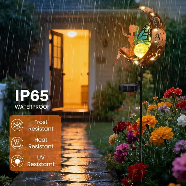 Detalle 2 de ZKLiLi Outdoor Solar Fairy Garden Light – wasserdichte hängende Laterne für Terrasse, Wege & Garten