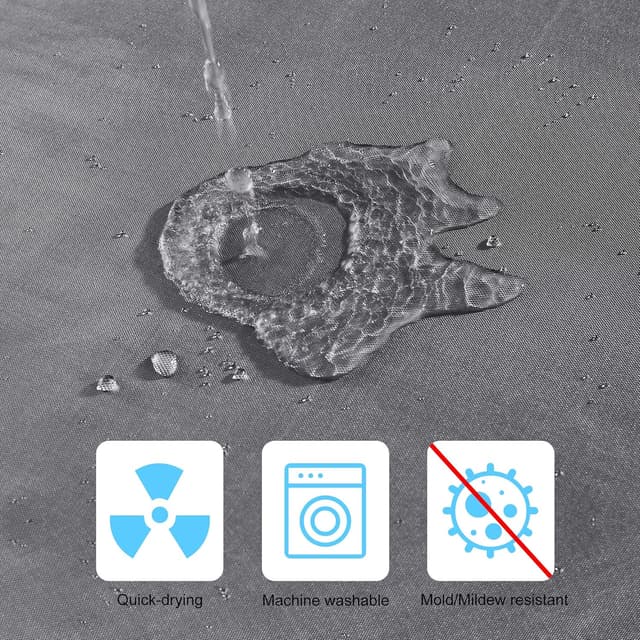 Detalle de DUFU Rideau de douche séchage rapide 180 x 200 cm gris foncé (polyester imperméable, semi-transparent) avec 12 crochets