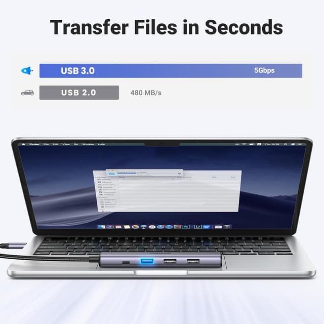 Detalle 2 de UGREEN Revodok USB C Hub 5‑in‑1, 100W PD