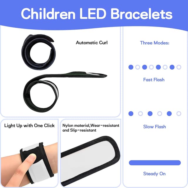 Detalle de Bracelets LED enfants 6 modes, 25 x 4 cm