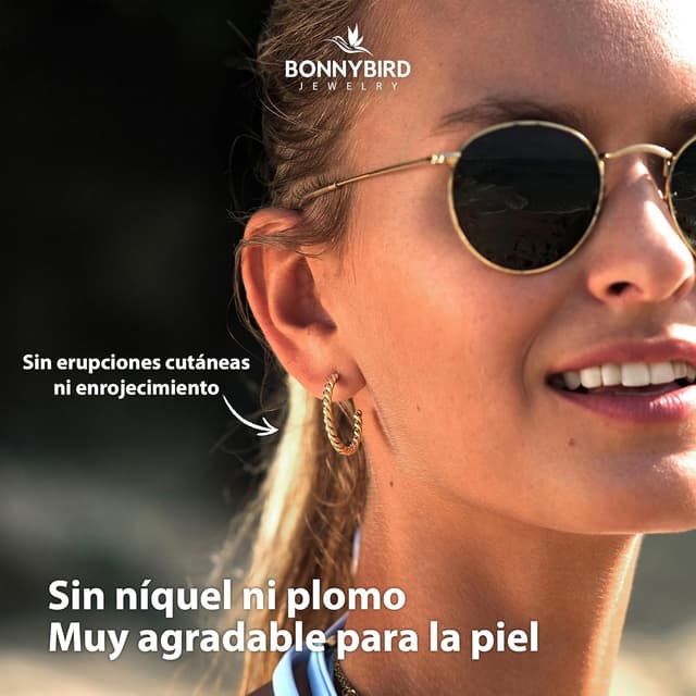 Detalle 2 de BONNYBIRD Pendientes aro 26 mm acero inoxidable