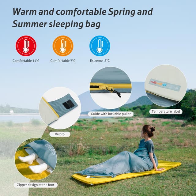 Detalle de Naturehike NatureSea – sac de couchage léger en laine de mer et nylon recyclé (620 g)