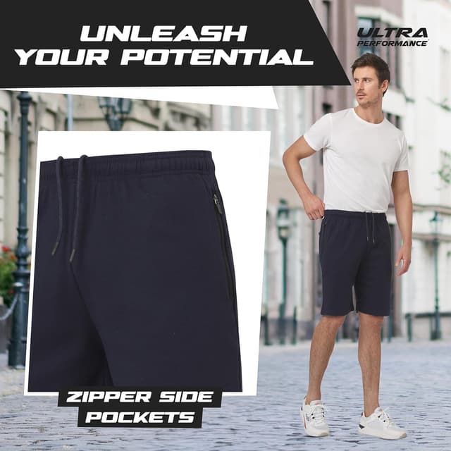 Detalle de Ultra Performance 3-Pack Men’s Athletic Shorts with Zipper Pockets (9-Inch Inseam)