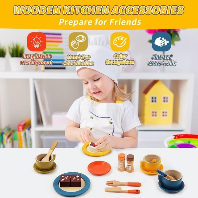 Thumbnail 3 de Aolso Cocina Juguete Madera Infantil 30 piezas