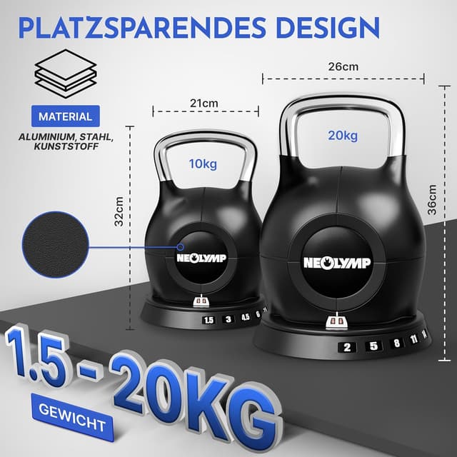 Detalle 2 de NEOLYMP verstellbare Kettlebell Set 2-20 kg