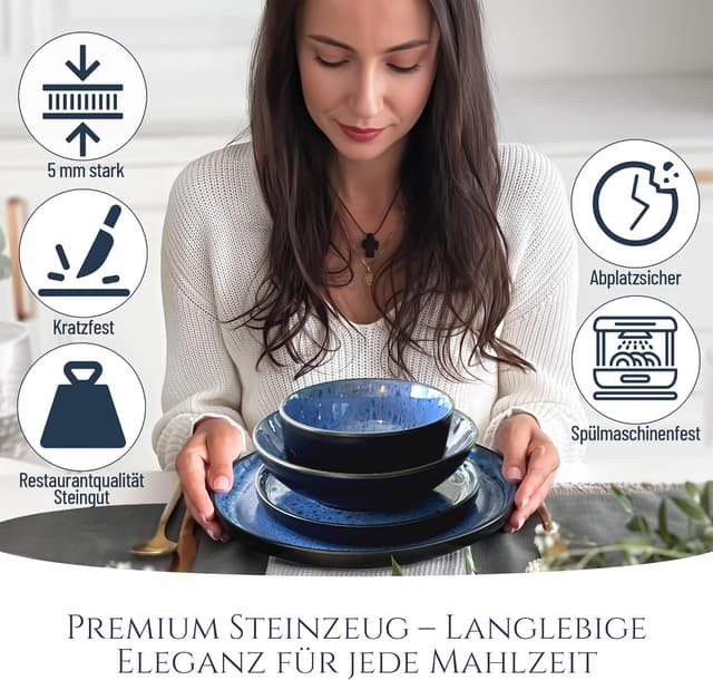 Detalle de Steingut Geschirrset Ibiza 6 Personen, 24 tlg.