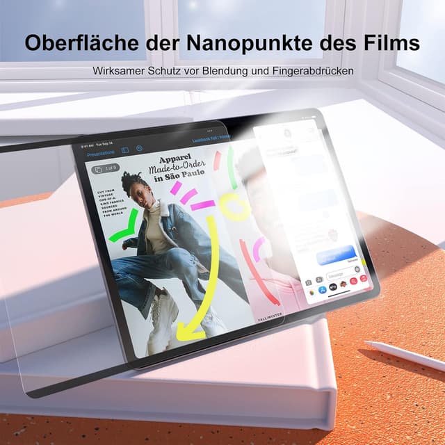 Detalle 2 de 2er Set magnetische Papier-Schutzfolie für iPad Air 13 Zoll (M4/M3/M2) – matt, entspiegelnd & abnehmbar