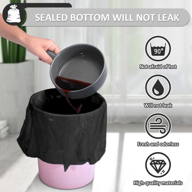 Detalle 2 de Small Black Bin Bags 4–6L Pedal Bin Liners (69 Count) – Mini HDPE Wastebasket Trash Bags