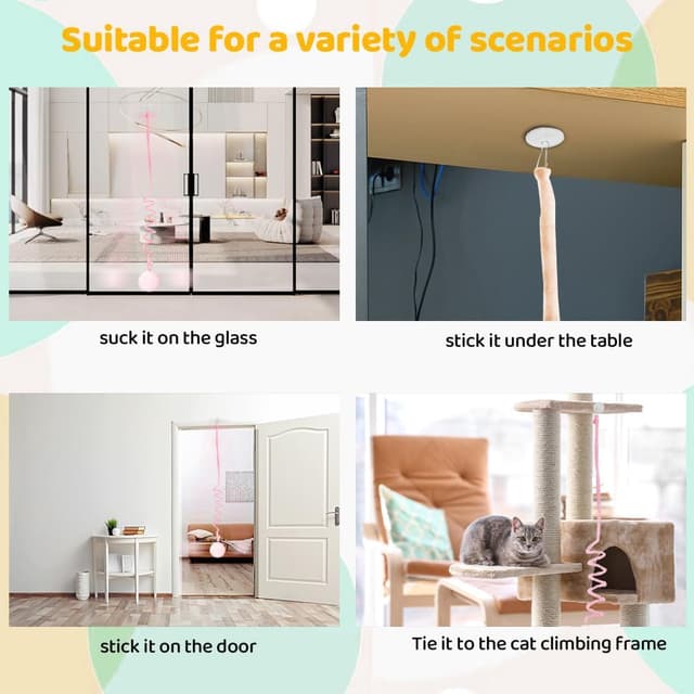 Detalle de Adiwo Katzenspielzeug für Türrahmen – 2er-Set hängendes Plüschspielzeug mit Glocke