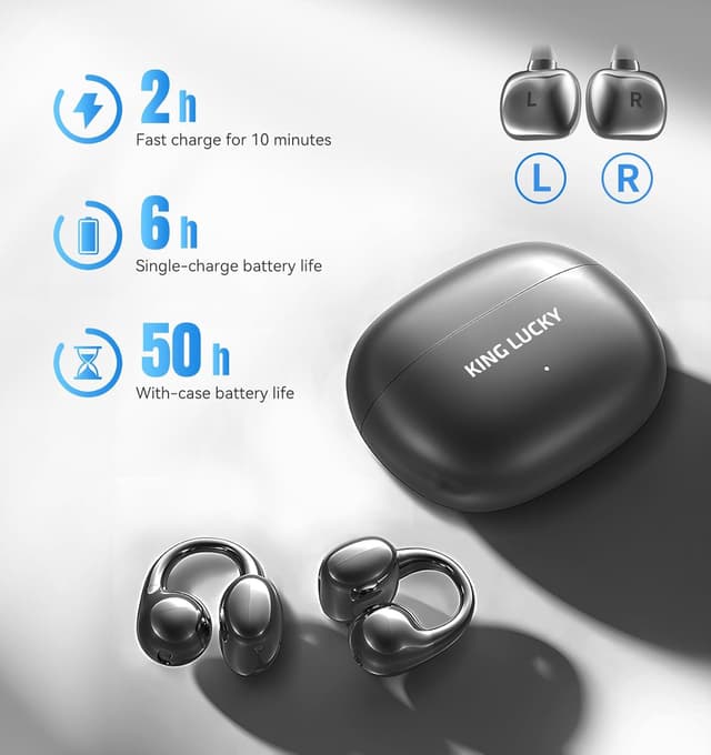 Detalle 2 de King Lucky Open-Ear-Kopfhörer mit Bluetooth 6.0