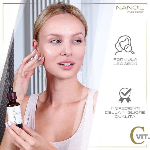 Detalle 2 de Nanoil Vitamin C Face Serum 50 ml siero viso alla vitamina C illuminante e anti-età