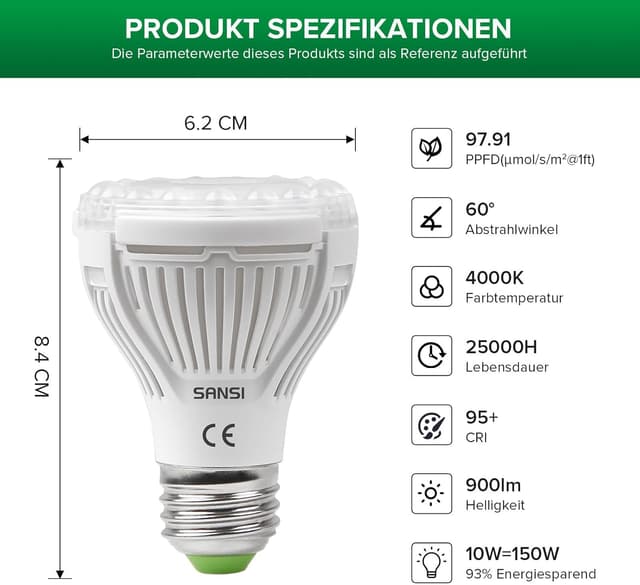 Thumbnail 6 de SANSI Vollspektrum Pflanzenlampe 10 W E27